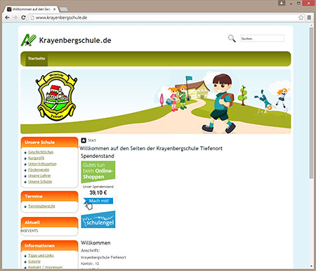 Screenshot Homepage vor dem Relaunch